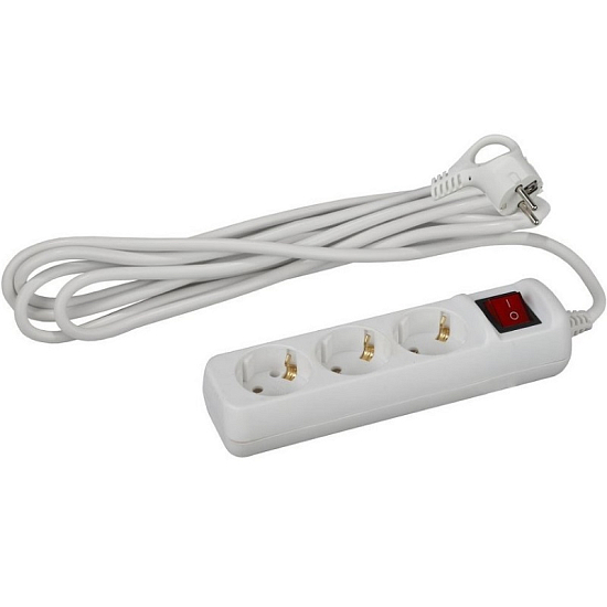 Сетевой удлинитель  3.0м ЭРА U-3вх (с заземлением, с выключателем)