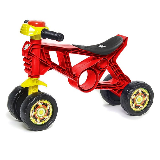 Каталка-мотоцикл четырехколесный, красный