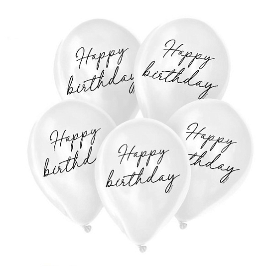Шар латексный 12" Happy birthday, классика, 25 шт.