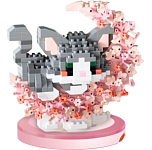 Фигурка-конструктор Кошечка серая с цветами