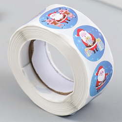 Наклейка бумага "Дед Мороз готовится к празднику" d=2,5 см 500 шт в рулоне 3х6,5х6,5 см   9683898