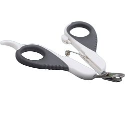 Ножницы-когтерезы "Пижон" Premium изогнутые, с упором для пальца, бело-серые   6960825