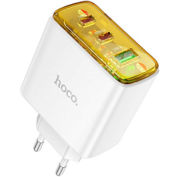 Сетевое ЗУ 1USB/2Type-C 3A HOCO CS44A, Smart, белый, PD 65Вт