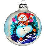 Шар "Снеговишка на коньках", 80 мм., в подарочной упаковке, КУ-80-224269