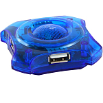 USB-Хаб GEMBIRD UHB-C224, синий, 4хUSB, с доп.питанием (порт DC), кабель USB 95см