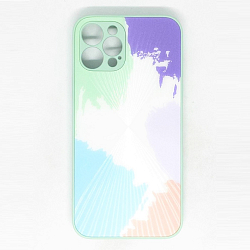 Задняя накладка AKSS для iPhone 12 Pro (6.1), пятнистый зелено-голубой, "имитация стекла"