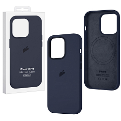 Силиконовый чехол SILICONE CASE для iPhone 14 Pro Midnight (MagSafe) c LOGO