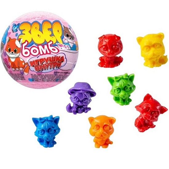 Детский бурлящий шар "Звер бомб" клубника (с игрушкой) 130г УТМ01502986