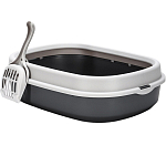 Лоток для кошек Фур-Мур 48×35,5 см с бортом + совок, Soft-touch. смокки 10878375