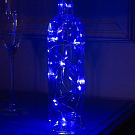 Гирлянда "Нить - Роса с пробкой" 2 м, свечение синее, LR44х3, IP20