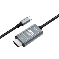 Кабель HDMI <--> Type-C  2.0м WALKER WHD-58 серый, 4К (без доп. питания)