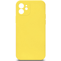 Силиконовый чехол SILICONE CASE для iPhone 12 полная защита, жёлтый (не оригинал)