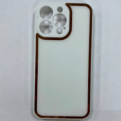 Задняя накладка AKSS для iPhone 13 Pro, белый, имитация стекла с защитой камеры