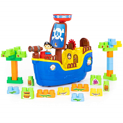 Набор ПОЛЕСЬЕ "Пиратский корабль" + конструктор 30 эл