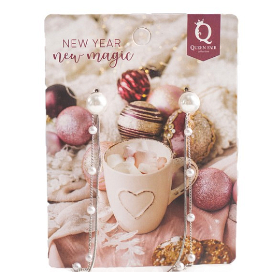 Серьги "Новогодние" дождик, цвет белый в серебре