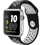 Силиконовый ремешок NIKE BAND 42/44/45/49mm, № 02_черный & белый