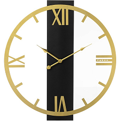 Часы настенные РУБИН "Классика" из металла, d=50 см, открытая стрелка, золото+дерево (5008-001)