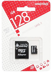 Micro SD 128Gb Smart Buy Сlass 10  Pro UHS-I U3 (70/90 Mb/s) с адаптером SD