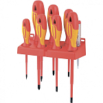 Набор отверток GROSS 12950  диэлектрических до 1000в тестер crmo двухкомпонентные рукоятки (8шт.)