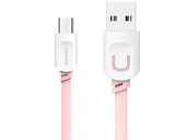 Кабель USB <--> Lightning  0.25м USAMS U-Trans Series US-SJ007 плоский, розовый
