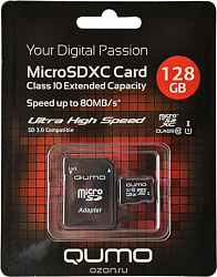 Micro SD 128Gb Qumo Class 10 UHS-I с адаптером SD
