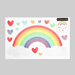 Наклейка пластик интерьерная фосфорная "Радуга с сердечками" 29х19 см   9039312