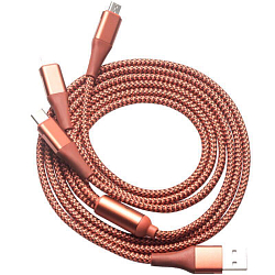 Кабель USB 3 в1  Lightning/Micro/Type-C Xiaomi (Mi) SOLOVE 120cm (DW1) красный