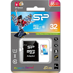 Micro SD 32Gb Silicon Power Class 10 Elite COLORED (85Mb/s-15Mb/s) с адаптером