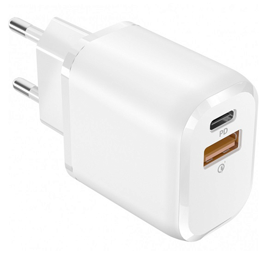 Сетевое ЗУ 2USB 3A OLMIO PowerDelivery, белое, 20W, QC3.0 (043365)