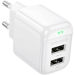 Сетевое ЗУ 2USB 2A BOROFONE BAS41A White, microUSB, 12W
