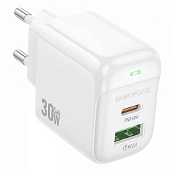 Сетевое ЗУ 1USB/1Type-C 3A BOROFONE BAS45A White, 30Вт