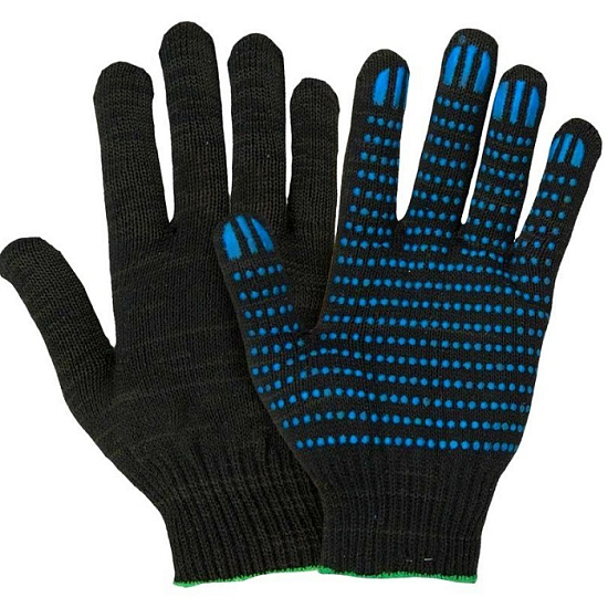 Перчатки рабочие Х/Б черные с ПВХ покрытием