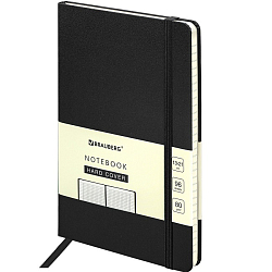 Блокнот BRAUBERG А5 балакрон, 80г/м2, 96л, клетка, черный, 113032