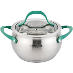 Кастрюля 2.5л BARTON STEEL BS-2017-18 нерж. сталь, зеленый