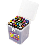 Маркеры для скетчинга двусторонние BRAUBERG ART DEBUT "BLACK" НАБОР 36 шт, пластиковый кейс 152129