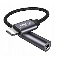 Переходник Jack 3.5 >--> Lightning YESIDO YAU37 чёрный