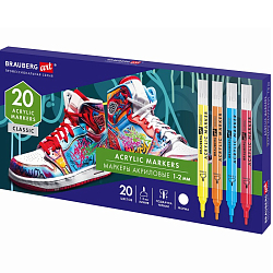 Маркеры акриловые BRAUBERG ART CLASSIC 20 цветов 152524