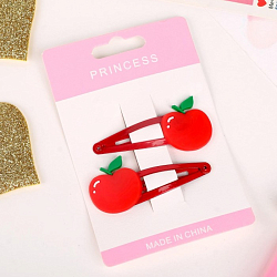 Невидимка для волос "Яблочки" (набор 2 шт) 6 см, красный   4743658