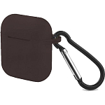 Силиконовый чехол STR Soft-Touch для AirPods (уголь) с карабином и нижней заглушкой