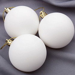 Набор шаров пластик d-5,5 см, 3 шт "Матовый" белый 4298864