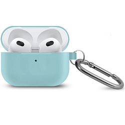 Силиконовый чехол ISA для AirPods 3 Hang Silicon Case с карабином coast blue