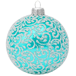 Шар "Вьюнок-веточка морозная" (бирюзовый) Светлый, 85мм, в подарочной упаковке КУ-85-18470/2