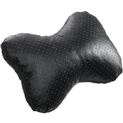 Подушка автомобильная косточка, на подголовник, экокожа перфорированная, черный 16х24 см 5385432
