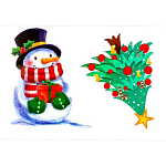 Интерьерная наклейка цветная "Снеговик и ёлочка" 20х30 см   6770311