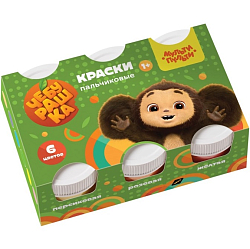 Краски Мульти-Пульти "Чебурашка - Мои первые пальчиковые краски", 06 цветов, 210мл, для малышей, 1+, картон ПКЧБ_53017