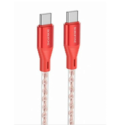 Кабель Type-C <--> Type-C  1.0м BOROFONE BX96 Ice Crystal, красный, PD 60Вт