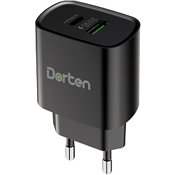 Сетевое ЗУ 2USB DORTEN DN206601 20W Black/Черный, QC