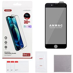 Противоударное стекло 3D ANMAC для iPhone 7/8 черное, матовое с сеточкой Арт. 1137228