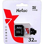 Micro SD 32Gb NETAC P500 Eco Class 10 + адаптер SD