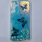 Задняя накладка PRINT для Samsung Galaxy A34 (5G) 2023 бабочки_синий, переливашка